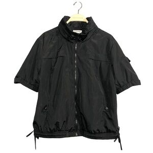 Motherhood Maternity Jacket Windbreaker Size M Utility Pocket Black Short Sleeve